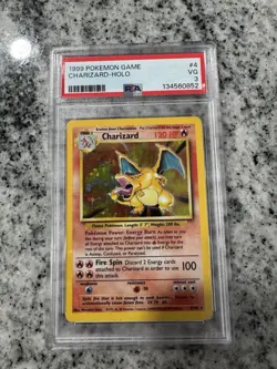 1999 Pokemon TCG Charizard Base Set Holo Rare Card 4/102 VG Condition PSA 3 - Image 1