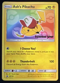 Ash’s Pikachu “I Choose You” Pokemon Movie Promo Card SM108 NM/Mint - Image 1
