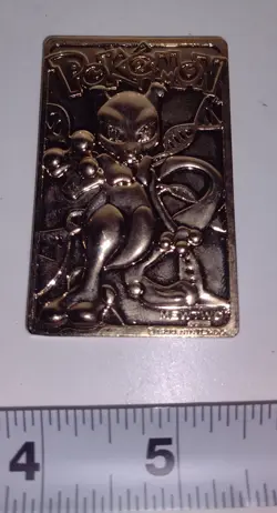 Vintage 1999 Burger King Pokemon 23k Gold Plated Mewtwo Collectible Card - Image 1