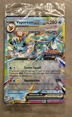 SEALED Vaporeon ex 023/131 Prismatic Evolutions Stamped Promo Holo Pokemon Card - Image 1