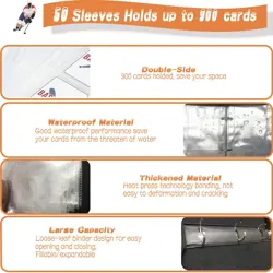 Hockey Card Binder, Trading Card Binder 9 Pocket with 50 Removable Sleeves Fi... - Image 5