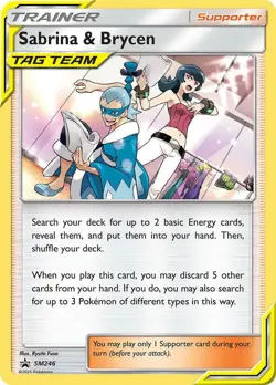 Pokemon TCG Sabrina & Brycen Trainer Card SM246 Sun & Moon Black Star Promo - Image 1