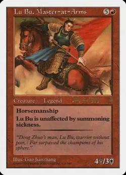 Moderate Play, English MTG Regular Lu Bu, Master-at-Arms (Singapore 7/4/99) - Pr - Image 1