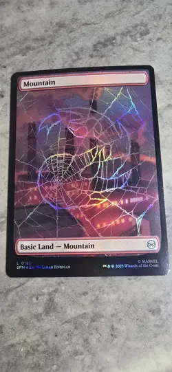 Mountain (0192) Marvel's Spider-Man Foil Full Art Basic Land MTG NM - Image 1