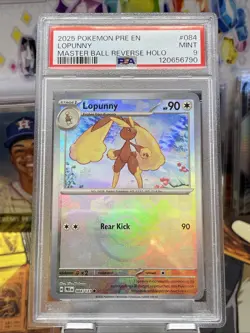 2025 POKEMON PRE EN-PRISMATIC EVOLUTIONS #084 LOPUNNY MASTER BALL REVERSE PSA 9 - Image 1