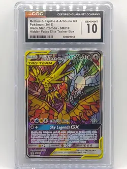 Pokemon 2019 Hidden Fates Moltres Zapdos & Articuno GX SM210 ETB Promo CGC 10 GM - Image 1