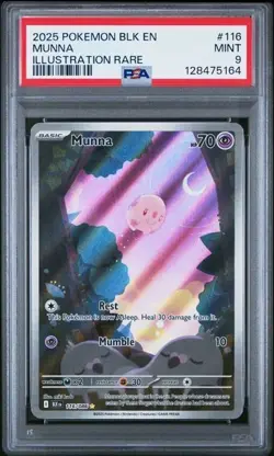 2025 POKEMON BLK EN-BLACK BOLT ILLUSTRATION RARE #116 - MUNNA 116/086 - PSA 9 - Image 1