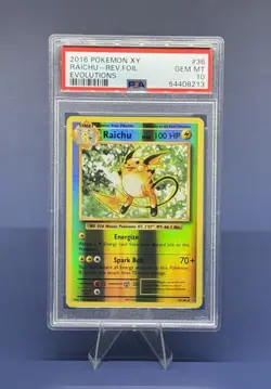 PSA 10 💎 2016 POKEMON XY EVOLUTIONS #36 RAICHU-REVERSE FOIL - LOW POP - Image 1