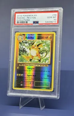 PSA 10 💎 2016 POKEMON XY EVOLUTIONS #36 RAICHU-REVERSE FOIL - LOW POP - Image 2
