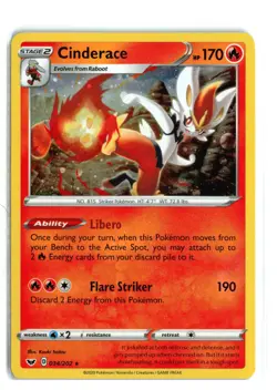 Cinderace 034/202 Cosmos Holo Pokemon TCG NM-LP - Image 1