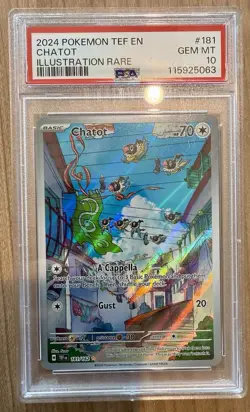 Pokemon TCG Chatot #181 Illustration Rare Temporal Forces 2024 PSA GEM MINT 10 - Image 1
