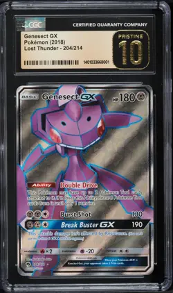 CGC Pristine 10 Genesect GX Full Art Lost Thunder 2018 Pokemon Card #204 - Image 1
