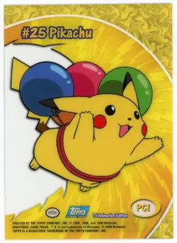 2000 Topps Pokemon TV Animation Edition Chrome Pikachu Balloons PCI Holo Card - Image 2
