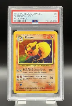 1999 POKEMON JUNGLE #3 FLAREON HOLO - NO SYMBOL - PSA 7 - Image 1