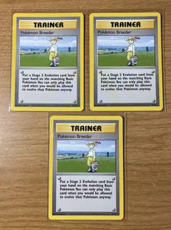 Lot Of 3 Pokemon Breeder Base Set Unlimited Rare 76/102 Great Condition LP-NM - Image 1
