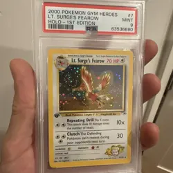 2000 Pokemon Gym Heroes Lt. Surge’s Fearow Holo #7 1st Edition Mint 9 PSA - Image 1
