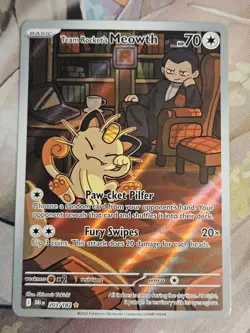 Team Rocket's Meowth - 203/182 - Pokemon Destined Rivals Illustration Rare NM - Image 1