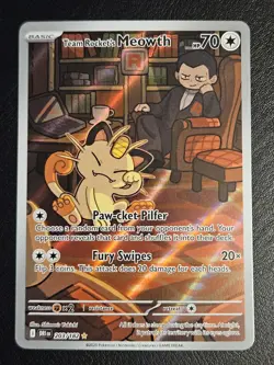 Team Rocket's Meowth - 203/182 - Pokemon Destined Rivals Illustration Rare NM - Image 2