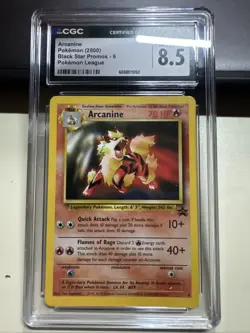 Arcanine Pokemon 2000 Black Star Promos 6 League Rare CGC8.5 - Image 1