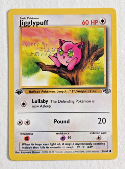 Pokemon, Jigglypuff, 1st Edition, Jungle, 54/64 WOTC, Common, Vintage 1999 - Image 1
