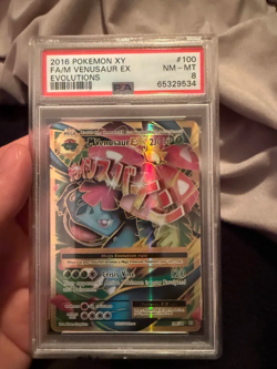 2016 POKEMON XY EVOLUTIONS #100 FULL ART/M VENUSAUR EX PSA 8 - Image 1