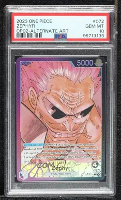 2022 One Piece Card Game: Paramount War OP02 L (Alt Art) Zephyr PSA 10 GEM MT - Image 1