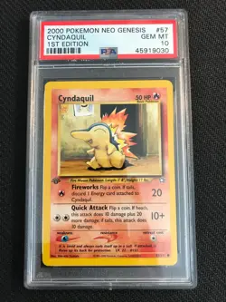 PSA 10 GEM MINT Cyndaquil 57 Neo Genesis 1st Edition Pokemon Card - Image 1