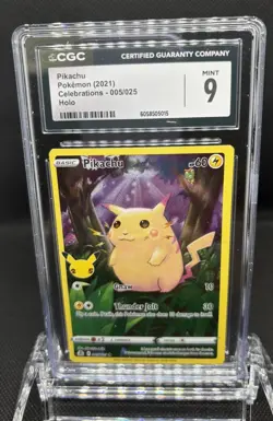 Pikachu 2021 Pokemon Celebrations Holo 005/025 CGC MINT 9 - Image 1