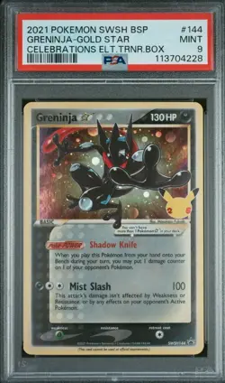 2021 POKEMON SWSH BLACK STAR PROMO #144 GRENINJA-GOLD STAR CELEBRATIONS PSA 9 - Image 1