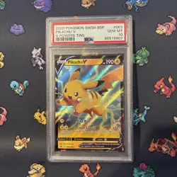 2020 Pokemon Sword & Shield Black Star Promo V Powers Tins Pikachu V #063 PSA 10 - Image 1