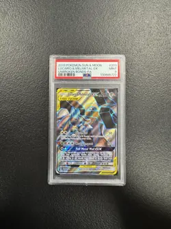 2019 POKEMON SUN MOON UNBROKEN BONDS #203/214 LUCARIO MELMETAL GX TAG TEAM PSA 9 - Image 1