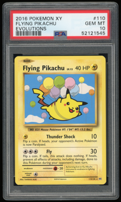 2016 POKEMON XY EVOLUTIONS #110/108 FLYING PIKACHU SECRET RARE PSA 10 - Image 1