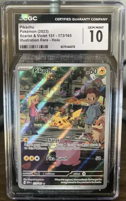 CGC 10 GEM MINT Pokemon Pikachu 173/165 Scarlet & Violet 151 IR ENGLISH - Image 1