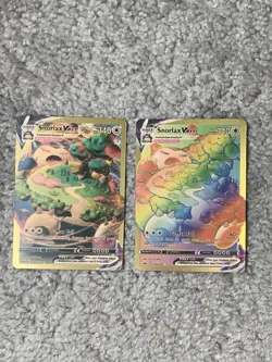 Pokemon 2 Snorlax VMax HP340 G-Max Fall1 #42/202 & 206/202 Gold Foil Fan Art NM! - Image 1