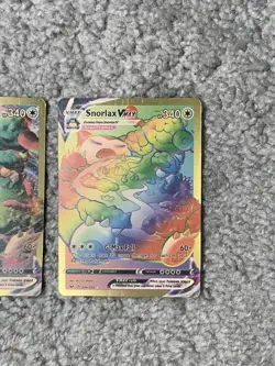 Pokemon 2 Snorlax VMax HP340 G-Max Fall1 #42/202 & 206/202 Gold Foil Fan Art NM! - Image 3