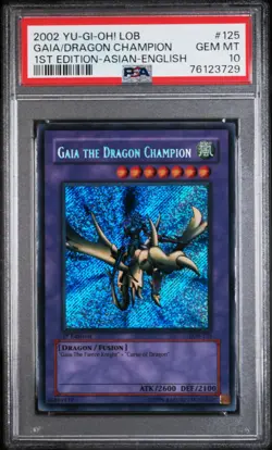 YUGIOH - 2002 LOB-125 1ST - GAIA THE DRAGON CHAMPION - PSA 10 GEM MINT - AE - Image 2
