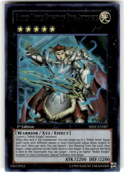 YUGIOH SACRED NOBLE KNIGHT OF KING ARTORIGUS SHSP-EN087 1ST ULTRA (NM) - Image 1