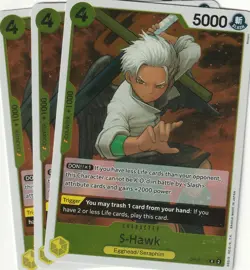 3X One Piece Card Game S-Hawk OP08-114 Rare NM - Image 1