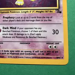 Pokemon TCG Hypno Fossil Holo Card 8/62 Unlimited Rare 1999 NM - Image 5