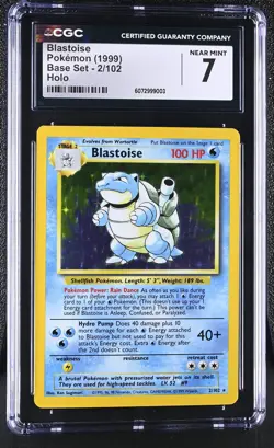 CGC 7 Blastoise 1999 Base Set 2/102 Holo Pokemon Card - Image 1