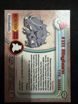 2000 Pokemon RHYHORN Topps Chrome SERIES 2 Edition T.V. Set Card #111 Rare NM - Image 5