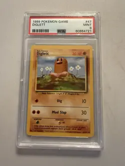 1999 Pokemon Base Set Diglett 47/102 PSA 9 Mint - Image 1