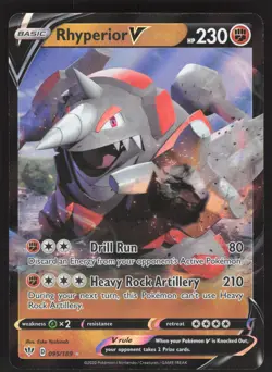 Rhyperior V 095/189 Ultra Rare Pokemon TCG SWSH03: Darkness Ablaze NM - Image 1