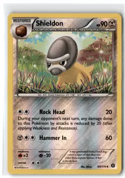 2016 XY - Steam Siege Shieldon #69 Restored/Uncommon Reverse Holo - Image 1
