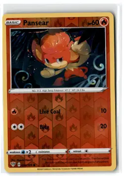 2020 Sword & Shield - Darkness Ablaze Pansear #26 Basic/Common Reverse Holo - Image 1