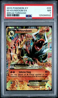 2015 POKEMON XY BREAKTHROUGH M HOUNDOOM EX #22 22/162 PSA 7 NM NEAR MINT - Image 1