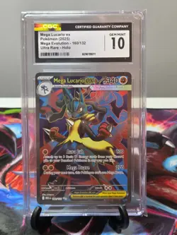 POKEMON CGC 10 MEGA LUCARIO EX 160/132 MEGA EVOLUTION ULTRA RARE HOLO - Image 1