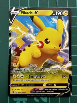 Pokemon TCG Pikachu V SWSH Black Star Promos SWSH061 Holo Promo - Image 1