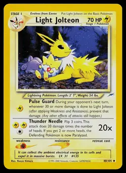 Pokemon Card - Light Jolteon Neo Destiny 48/105 Uncommon Non Holo - Image 1