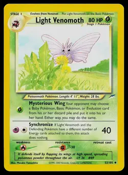 Pokemon Card - Light Venomoth Neo Destiny 53/105 Uncommon Non Holo - Image 1